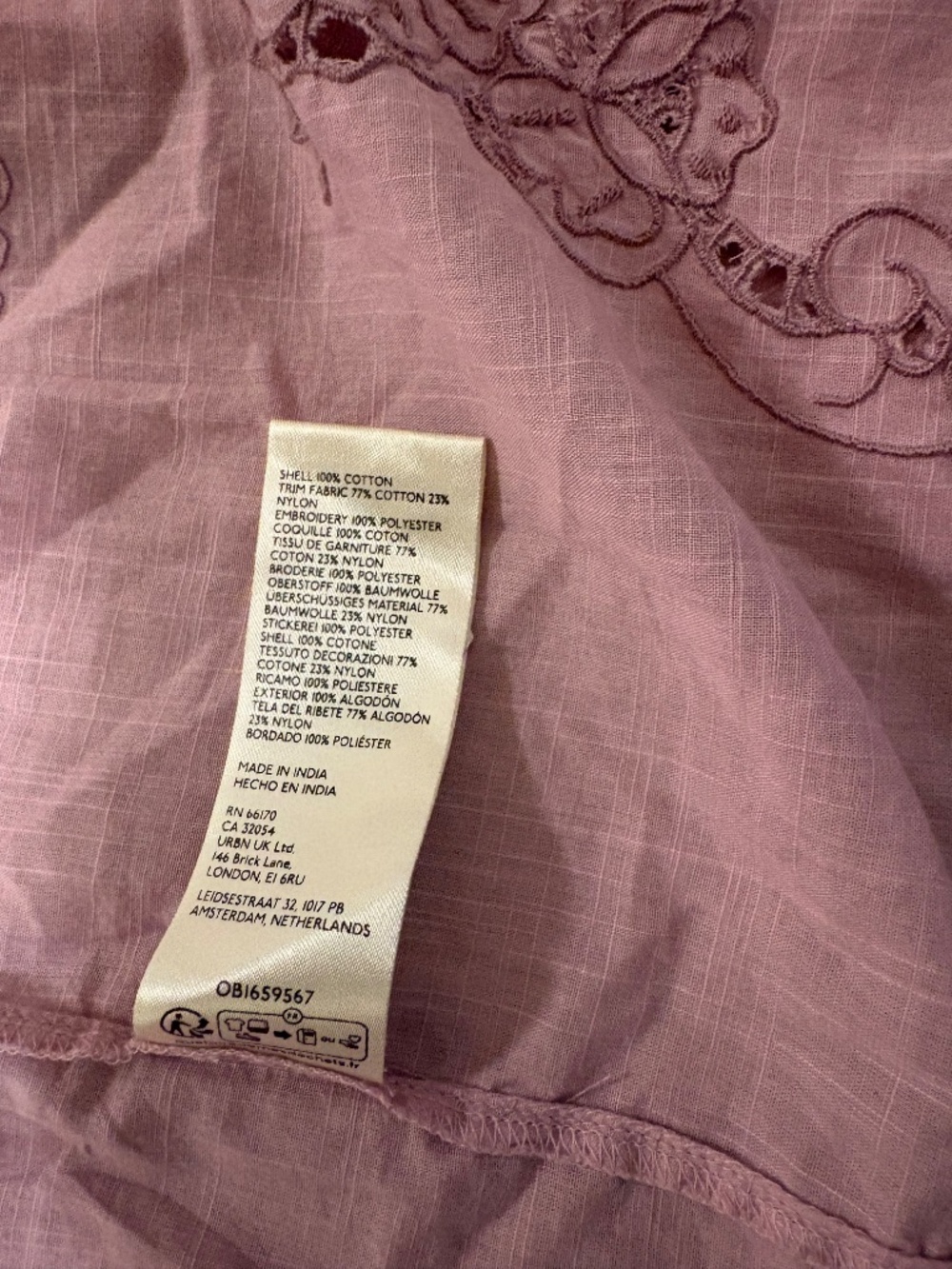 By Anthropologie Lavender Cutwork Embroidered Blouse M - Picture 8 of 9